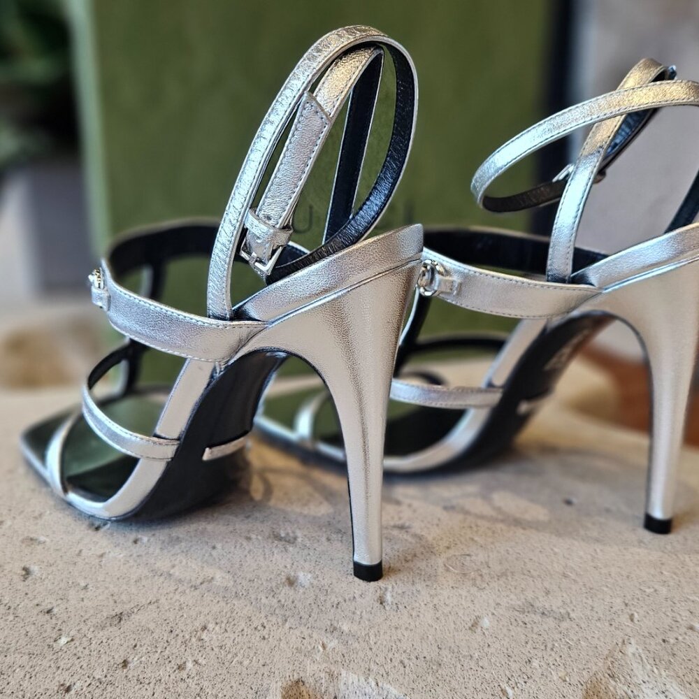 Gucci Metallic Leather Sandal 771563 B8B00 - 8106 Leather Size 38 New - Picture 7 of 8